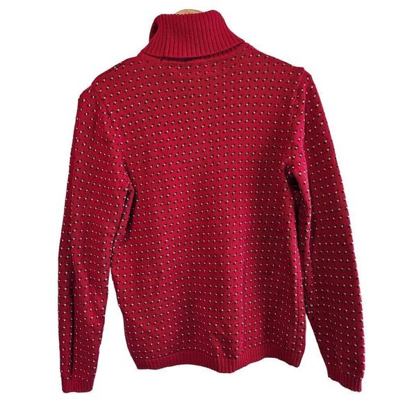 Karen Scott Sweater Womens Small Red Knit Turtleneck Soft Cozy Pull Over Cotton - Picture 2 of 8